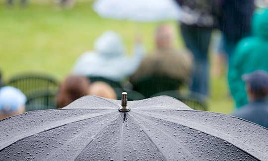 Event Management Checklist – Event cancellation causes: rain