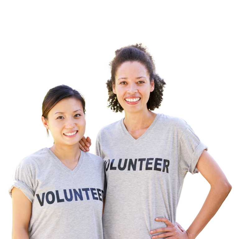 two volunteers working in a community not for profit - protected by insurance 